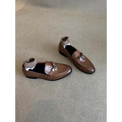 Версия из овчины~ Натуральная кожа ретро пряжка для верховой езды лоферы женские плоские одинарные туфли для ленивых, педали, британский стиль, маленькие кожаные туфли