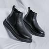 Men Casual Chelsea Boots Black Trendy Genuine Leather Shoes Business Office Dress Cowboy Platform Boot Youth Ankle Botas Zapatos