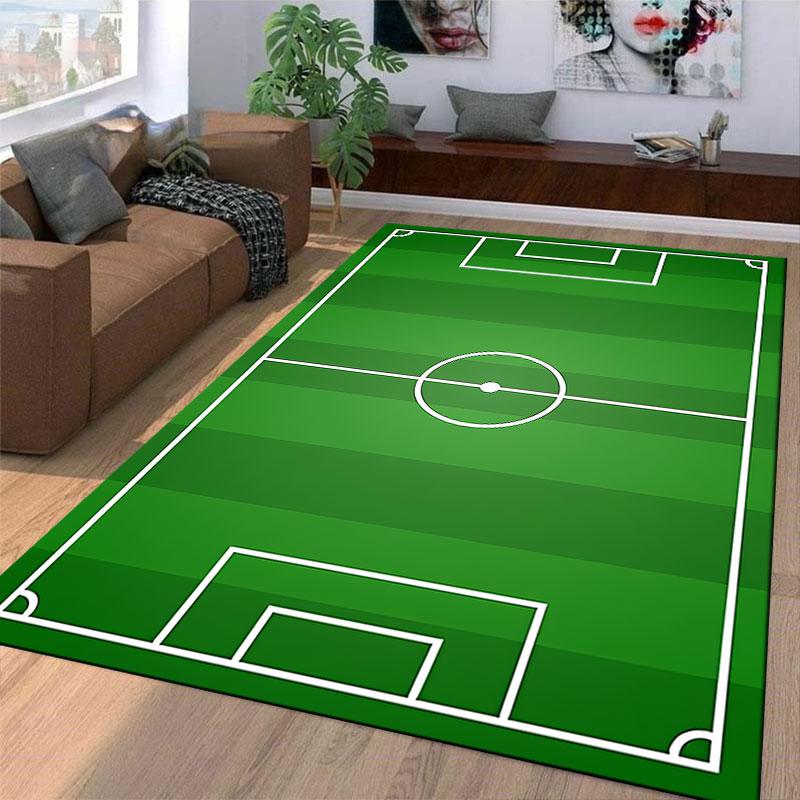 Soccer Field Design Carpet suitable as a non-slip mat for the living room or bedroom sofa
