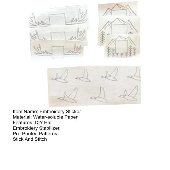 Стабилизатор для вышивки шляп Водорастворимый стабилизатор с предварительно напечатанным рисунком цветов и гор