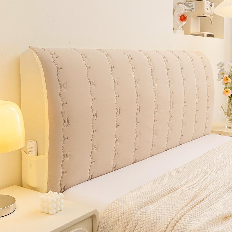 1PC INS Cream Style Full Coverage Headboard Cover Anti-cat Scratch Anti-pilling Dustproof Elastic Soft Bag for Home All Season