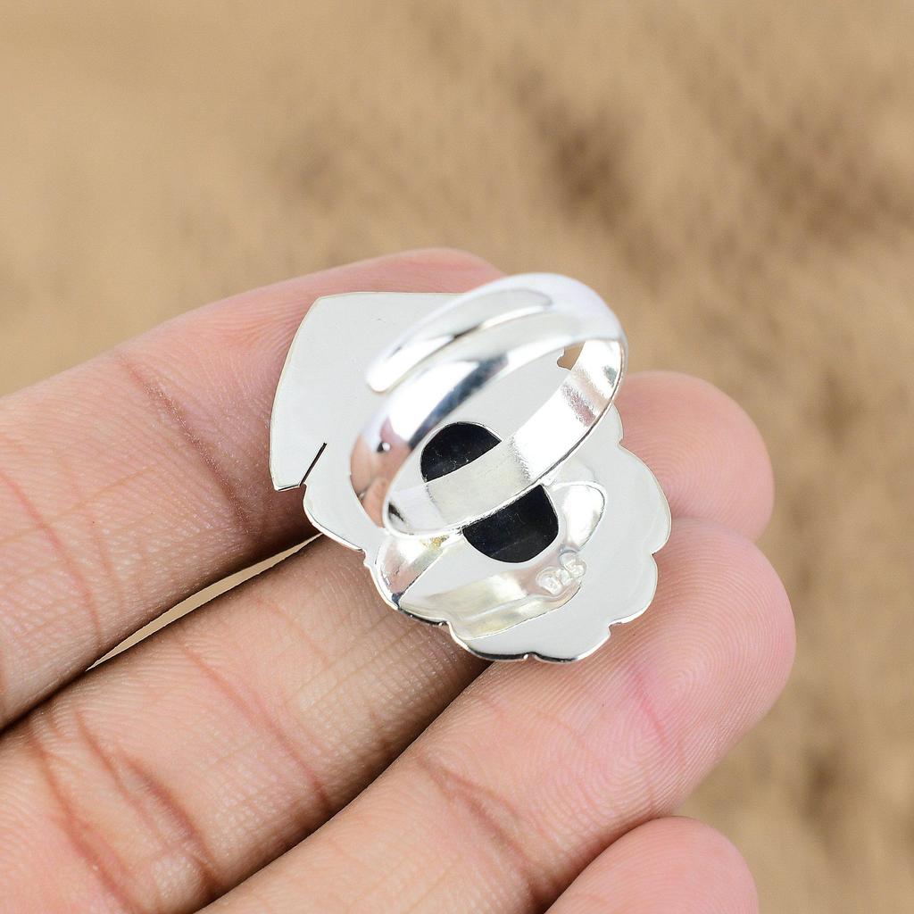 Mothers Day Deal Oval Natural Sodalite Promise Engagement Ring Sterling Silver