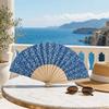 Wooden Handle Folding Hand Fan Lemon Print Hand Cranked Fan Lightweight Handheld Fan  Photography