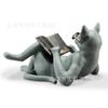 Садовая скульптура, чтение книг, чтение литературы, поделки из смолы с кошками, украшения для дома, статуи