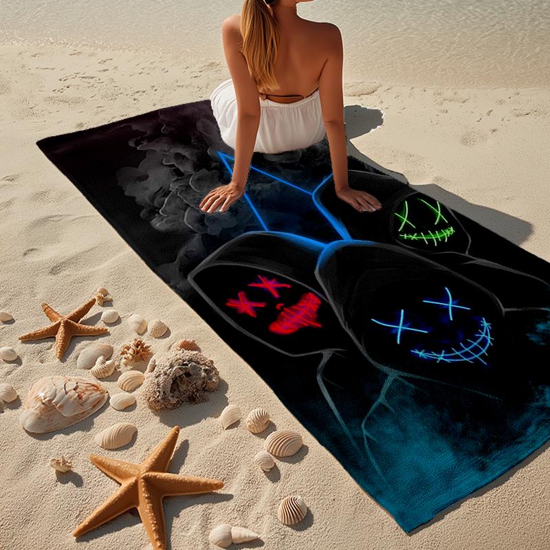 Cyberpunk Gaming Neon Beach Towel, Super Soft Microfiber, Gift for Her/Him, Birthday, for Pool, Beach, Travel, Home Decor Fan gifts