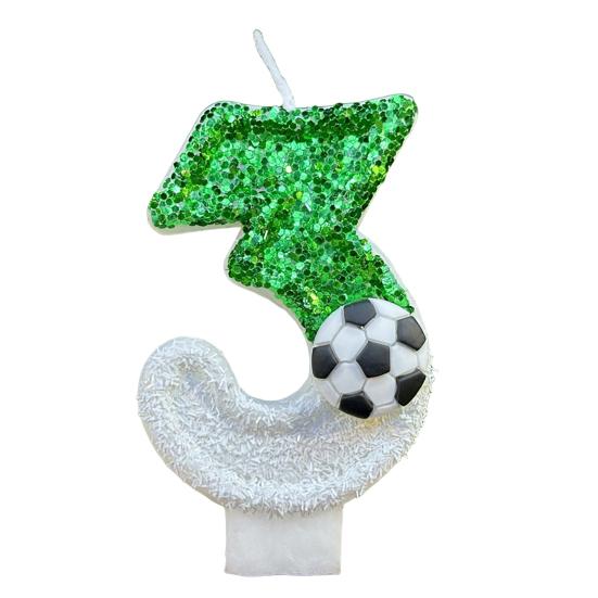 Football Birthday Candle Eco-friendly No Odor Sequins Design Easy To Use Long-Lasting 0-9 Numbers Candle Cake Decoration