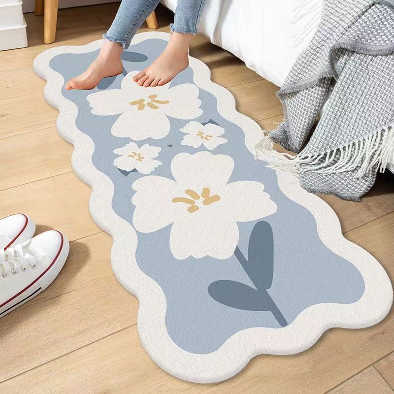 Ins Flowers Bedroom Carpet Small Fresh Bath Mats Soft Floor Rugs Home Entrance Toilet Bathroom Door Absorbent Non-Slip Foot Pad