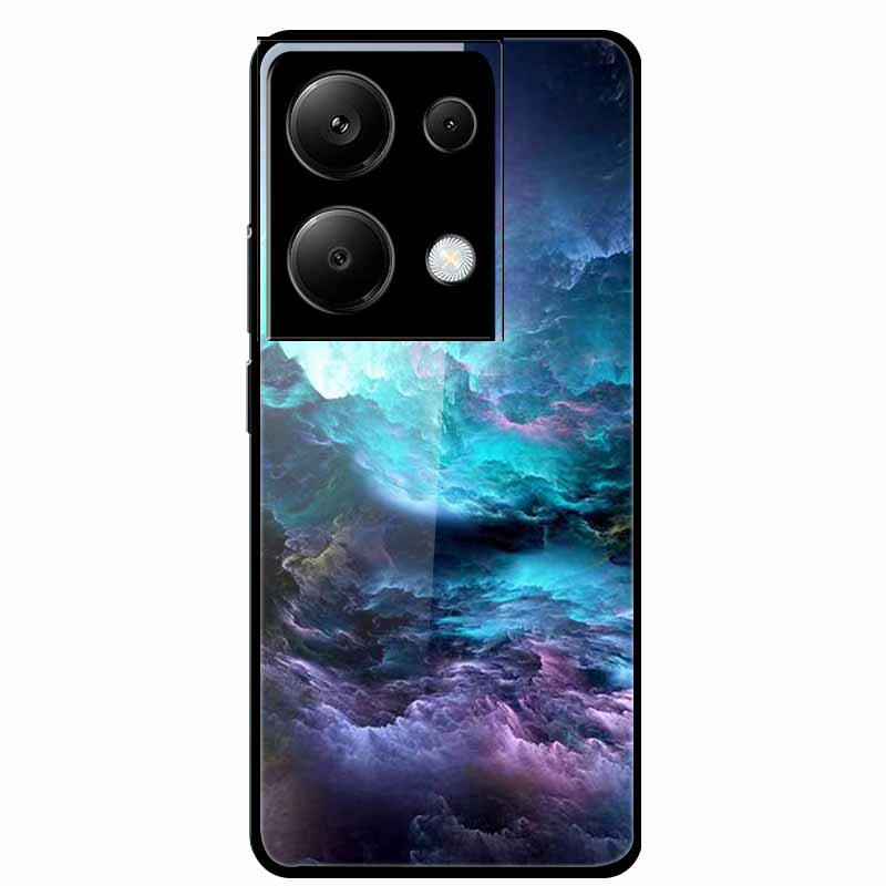 Чехол для Redmi NOTE 13 PRO 4G с закаленным стеклом и эстетичной цветной покраской