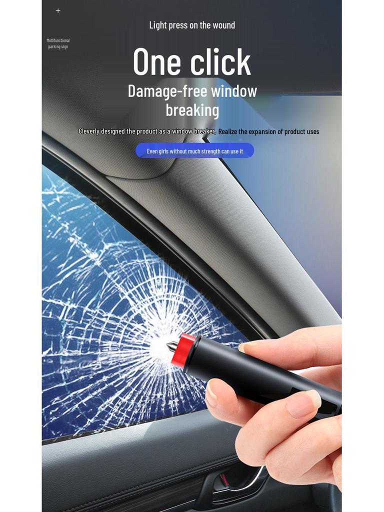 Многофункциональный автомобильный аварийный молоток и стеклобой с табличкой для номера парковки