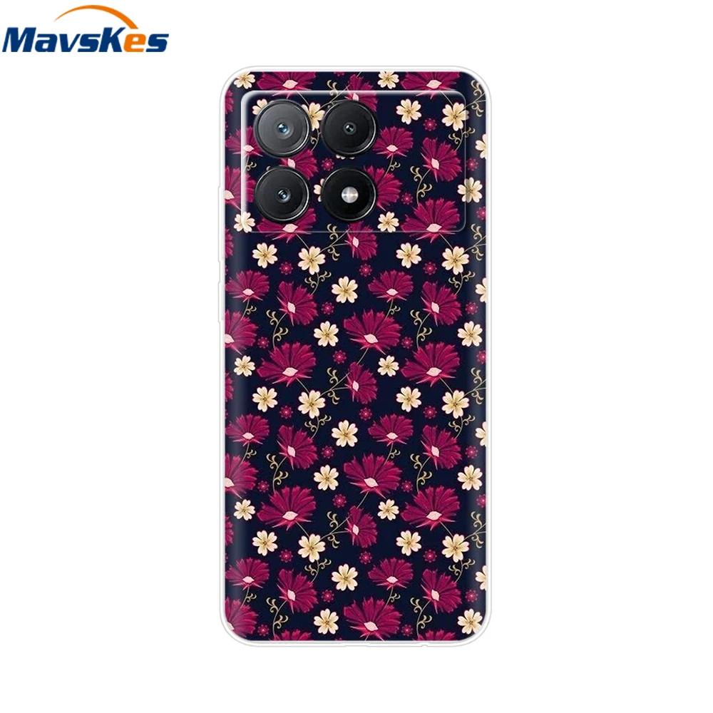 Чехол для Xiaomi Poco X6 Pro Мягкий окрашенный ТПУ чехол для телефона Для Xiomi Poco X6 PocoX6 Pro 5G Силиконовый чехол Цветочный Fundas Защитный