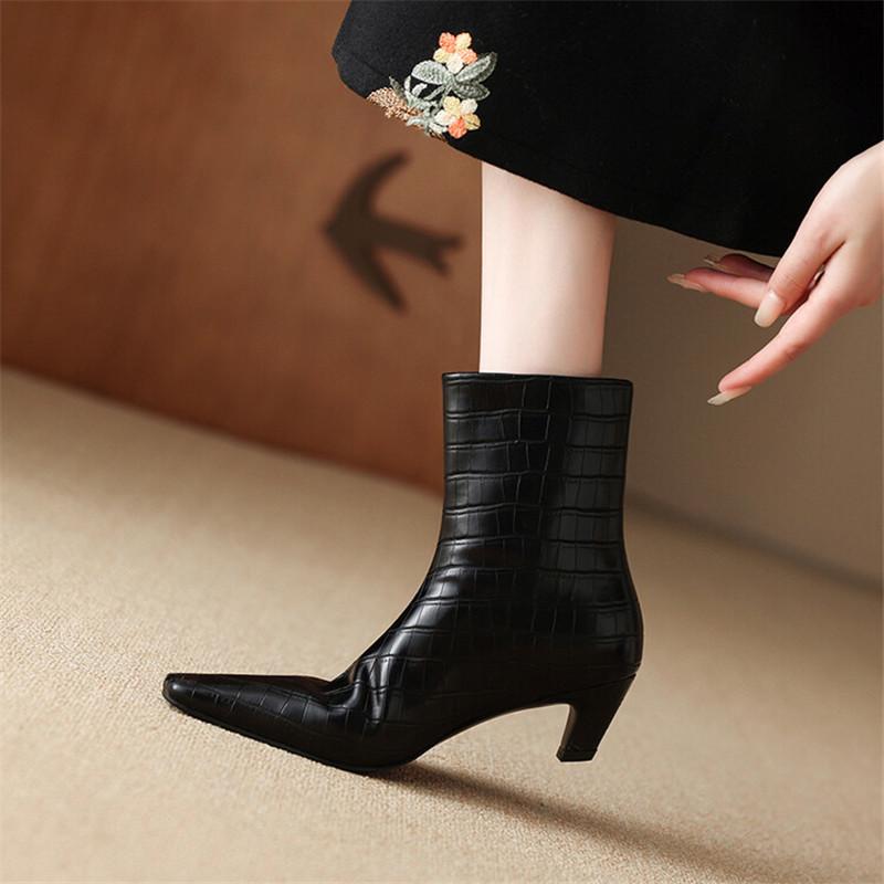 Модная женская обувь из спилковой кожи на осень-зиму, модные ботильоны с квадратным носком для женщин, короткие ботинки, женская обувь, ковбойские сапоги, zapatos mujer