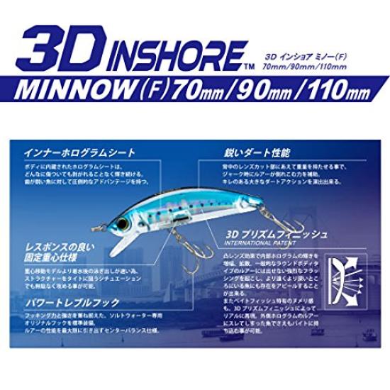Floating 3D Inshore Minnow 90mm for Sea Bass YO-ZURI (F) GHIW, Weight 12g, R1212-GHIW-Sardine,