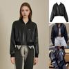 Rose Beauty A 90s Punk молния с заниженной линией плеча бейсбольный воротник искусственная кожа свободная куртка-авиатор мотоциклетная укороченная куртка для женщин