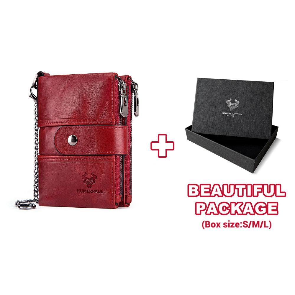 Humerpaul Мужские кошельки из натуральной кожи RFID, небольшой короткий держатель для карт с цепочкой для монет, мужская сумка для денег, качество