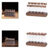 Single Dose Coffee Bean Storage Tubes Glass Airtight Container Wooden Stand Dustproof Organized for Kitchen Shelves