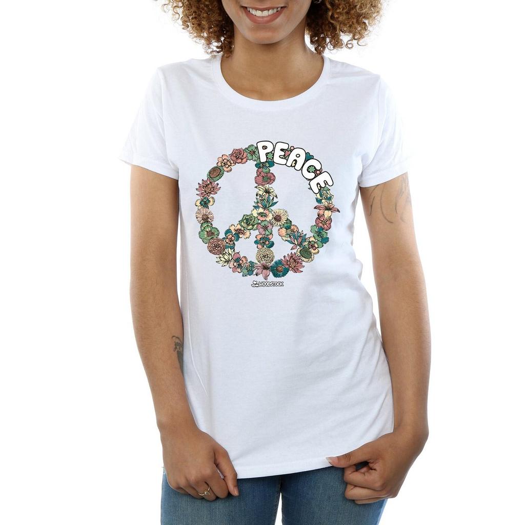 Woodstock Womens/Ladies Floral Peace Cotton T-Shirt