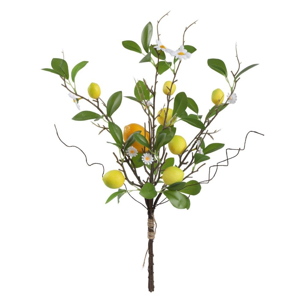 Green Leaves Lemon Fruit Branch with Flower Simulated Fruit Tree Living Room Porch
