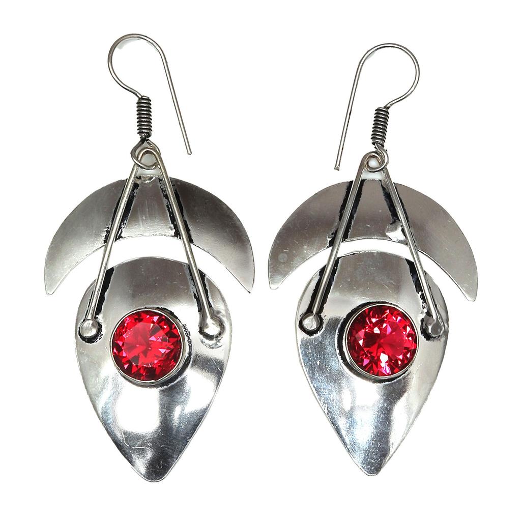 925 Mozambique Silver Sterling Garnet Earring Gemstone Jewelry Handmade