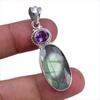 Подвеска из натурального лабрадорита и аметиста ручной работы из цельного серебра 925 пробы 2 дюйма f2q97