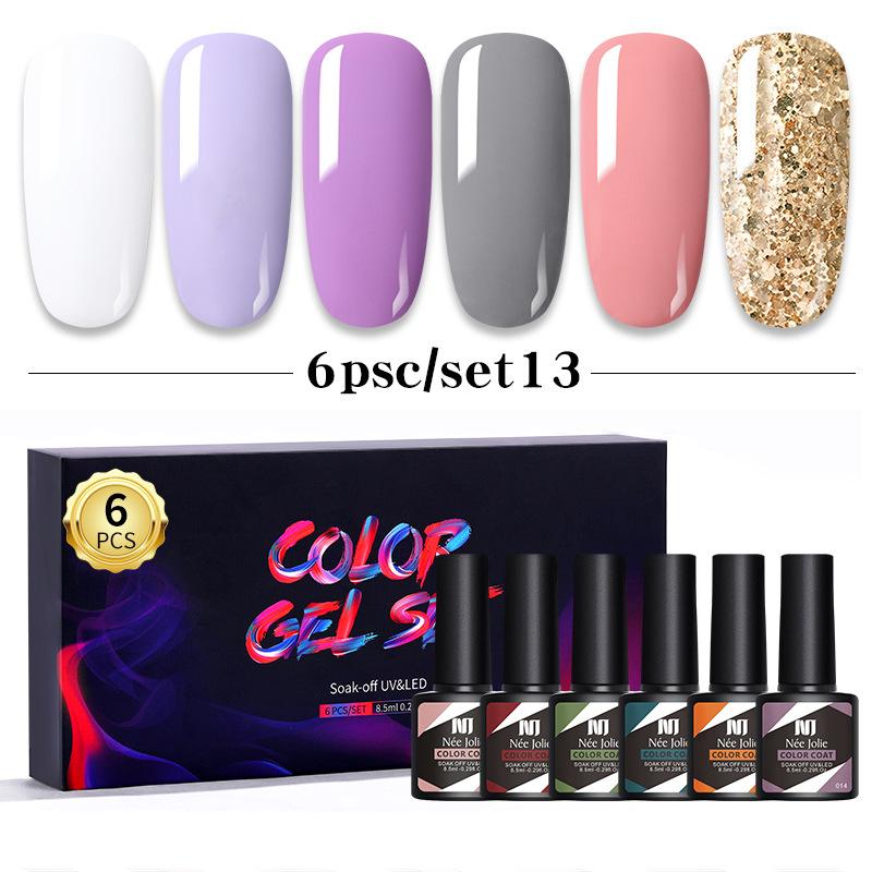 Набор клея для лака для ногтей 8 мл 6 бутылочек в коробке клей для дизайна ногтей Barbie японский цветной клей для ногтей клей для фототерапии