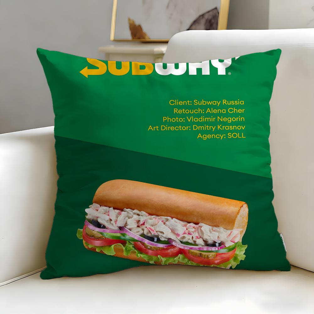 classic restaurant brand Subway Cushion Cover Soft  EasyWash Pillow Case  Versatile for Couch Bed Travel and Office