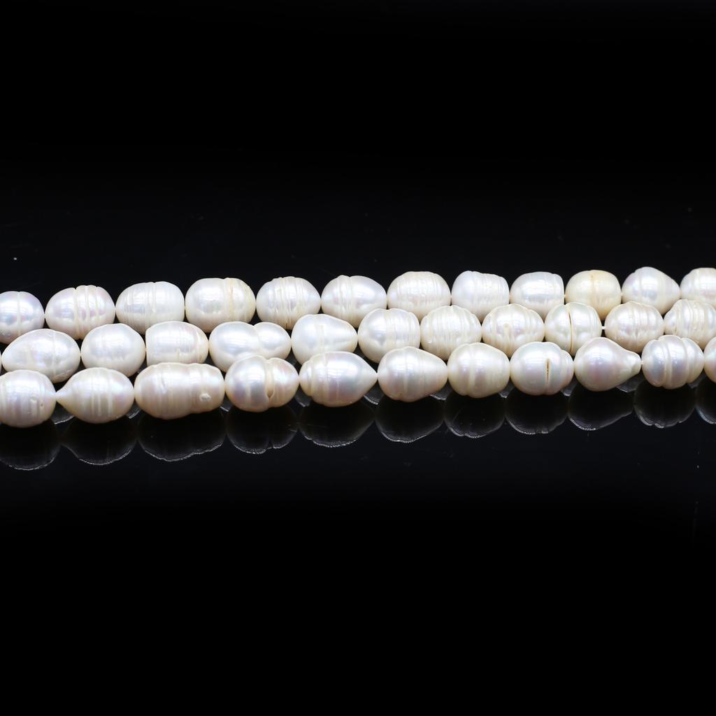 1 нить, Белые натуральные пресноводные жемчужины, Ручная работа, Бусины из жемчуга-риса для изготовления ювелирных изделий, DIY ожерелья, браслеты, поделки (Бусины 10-11 мм, Длина 36 см)
