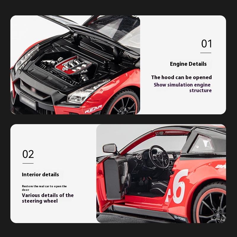 1/22 Scale Nissan GTR Alloy Car Model with Lights and Sounds, Ultimate Racing Replica for Kids' Room Display & Play, Collectible Toy Car