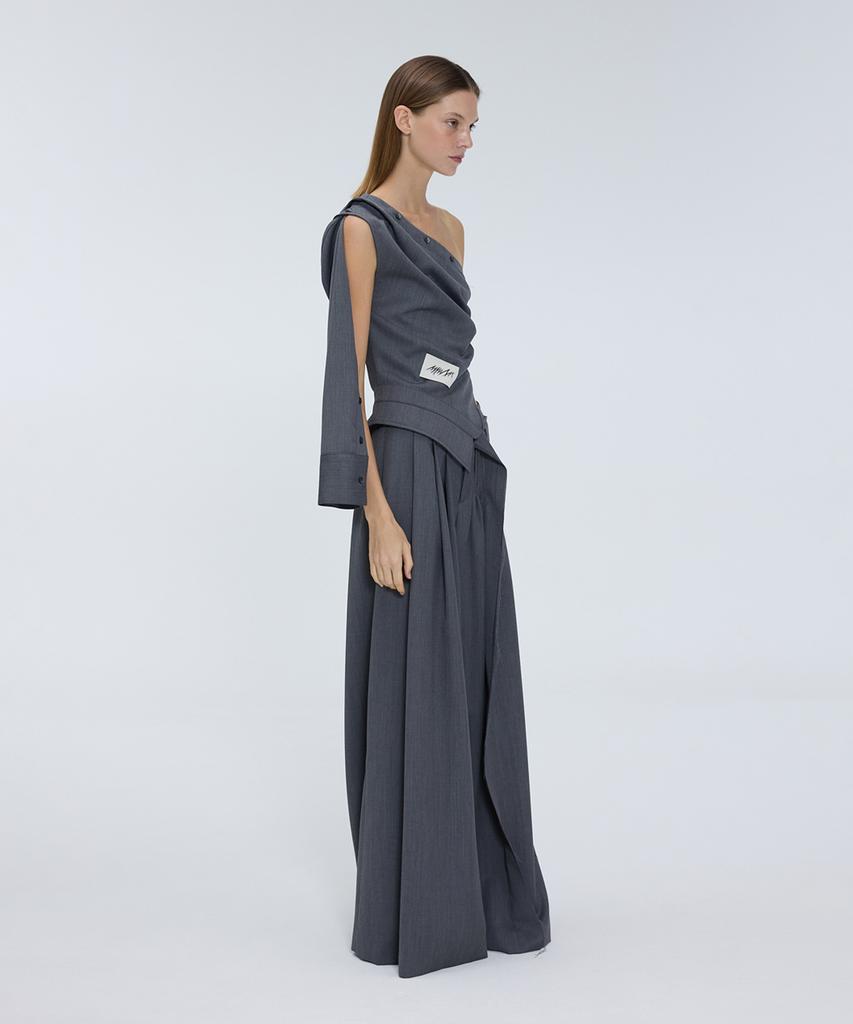 Meuameu Pin-Tuck Split Slacks