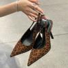 Summer Bag Head Sandals Sexy Royal Sister Style Leopard Print High Heels Women'S Fine Heel Temperament Not Tired Feet Thin Heel Pointed Women'S Shoes