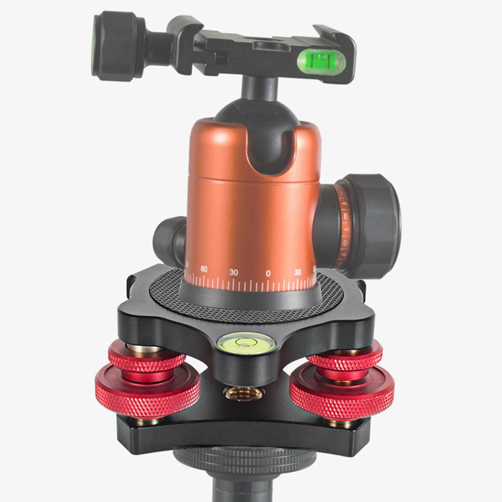 Tripod Head Leveling Base Camera Leveler Aluminum Alloy 3/8 Inch Thread Precise 3 Bubble Level Triple Wheel Leveler for Macro Pa