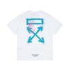 Off-White 2025 Лето Новинка Синий смайлик граффити нарисованные от руки буквы большой логотип принт Классическая футболка с коротким рукавом Парная футболка