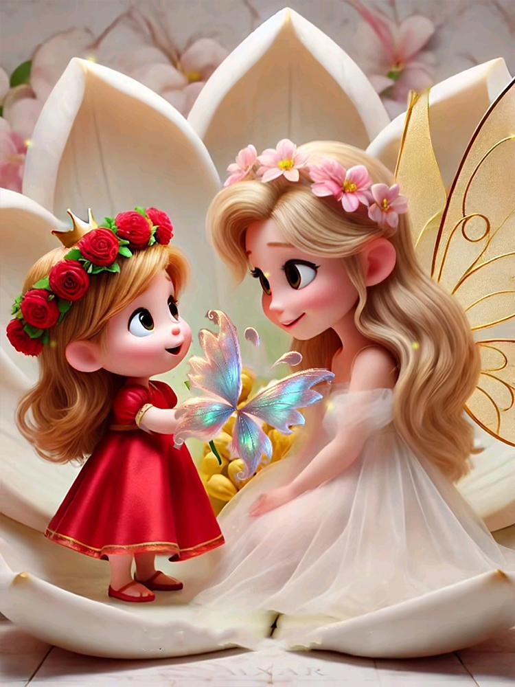 5D DIY мультфильм эльф девушка алмазная картина красочный фэнтези пейзаж вышивка крестом комплект полный круглый дрель мозаика искусство домашний декор подарок