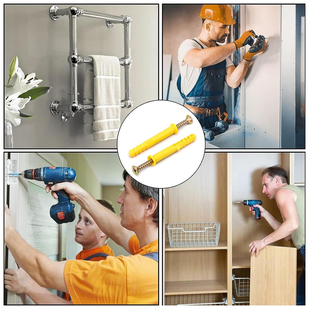 Профессиональный набор дюбелей и шурупов для стен Расширяющиеся дюбели и шурупы Устойчивые к ржавчине и долговечные Монтажные комплекты 100 шт.