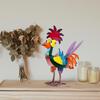 Metal Rooster Decor Colorful Standing Rooster Statue Iron Chicken Yard Art Chicken Figurines Rooster Yard Sculpture for Outdoor