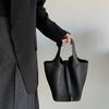 Новая полностью черная фурнитура, сумка-ведро из натуральной кожи первого слоя, женская сумка, мягкая сумка, модная, с темпераментом, женская сумка, тренд
