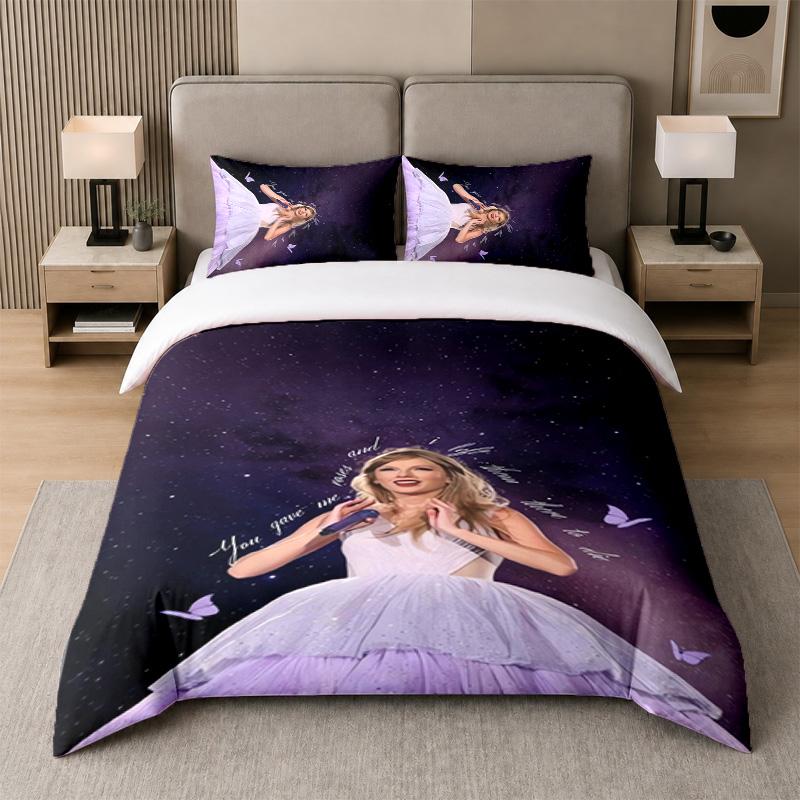 3Pcs Bed Set,Taylor Swift 1 Duvet Cover and 2 Pillowcases, Printed Bedding Decor For Guest Room