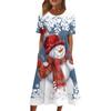 Women's Casual Fashion Christmas Print O-neck Dress
