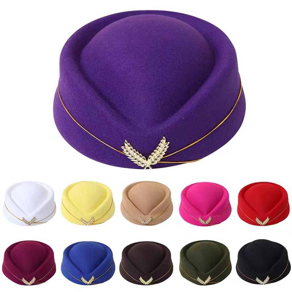 Vintage Beret Stewardess Hat Imitation Wool Versatile Painter Hat Female British Celebrity