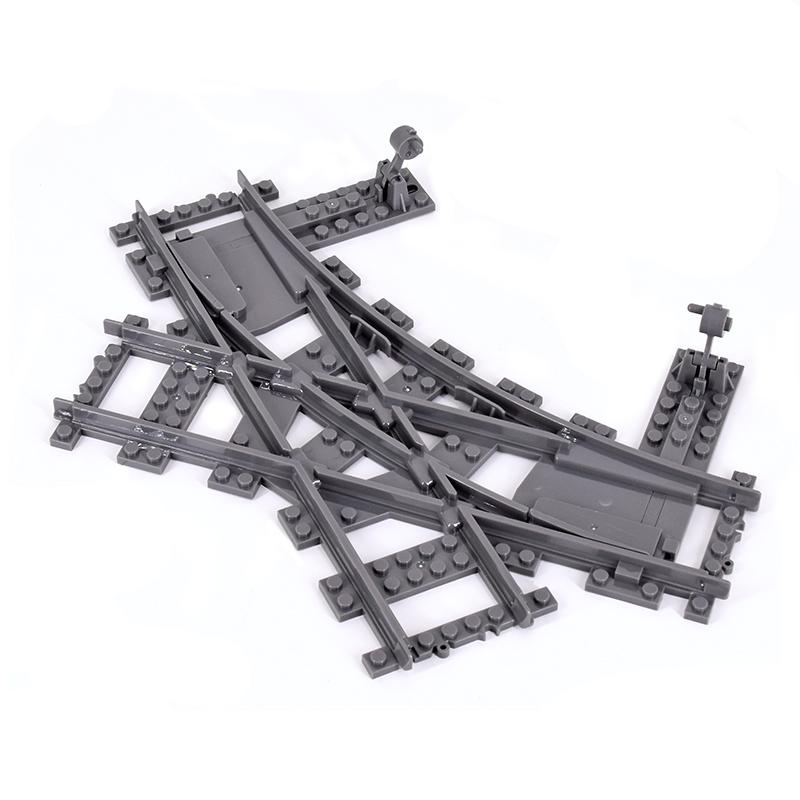 Creative Expert Ideas City Train Single Slip Switch R40 Crossings Rails Tracks Bricks Building Blocks DIY Toys Kids Gift