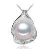 LSOOYH Shell Design 10-11mm Big Natural Freshwater Pearl Jewelry Necklace Cubic Zirconia CZ Necklace