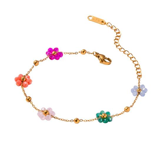 Женское ожерелье, браслет, красочный цветок, подвеска, регулируемая длина, милый стиль, выпускной, свадьба, вечеринка, шея и запястье, подарок на день рождения, годовщину