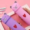 Yousheng Stand Up Pen Case Bear Shape Silicone Storage Box Animal Inspired Design Zipper Closure Gadgets Cosmetics Organizer