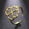 Кольцо Love Ring из полой стали из титана в деревенском стиле с четырьмя листами клевера, регулируемое женское кольцо для подруги, пары, ювелирные изделия в подарок