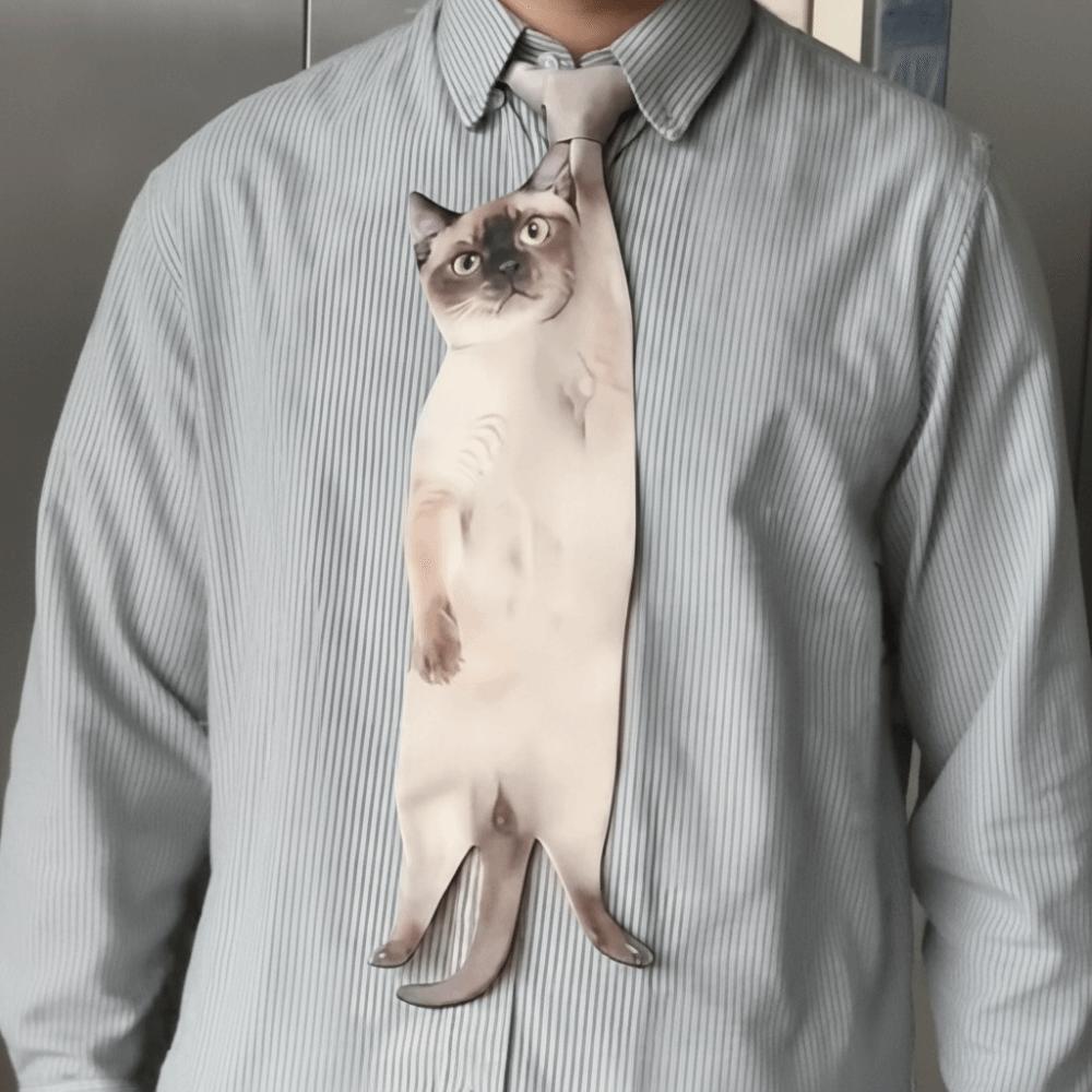 Уникальный галстук с рисунком животных Реалистичный Новый галстук Костюмированная вечеринка Галстук в форме кошки Праздничные собрания