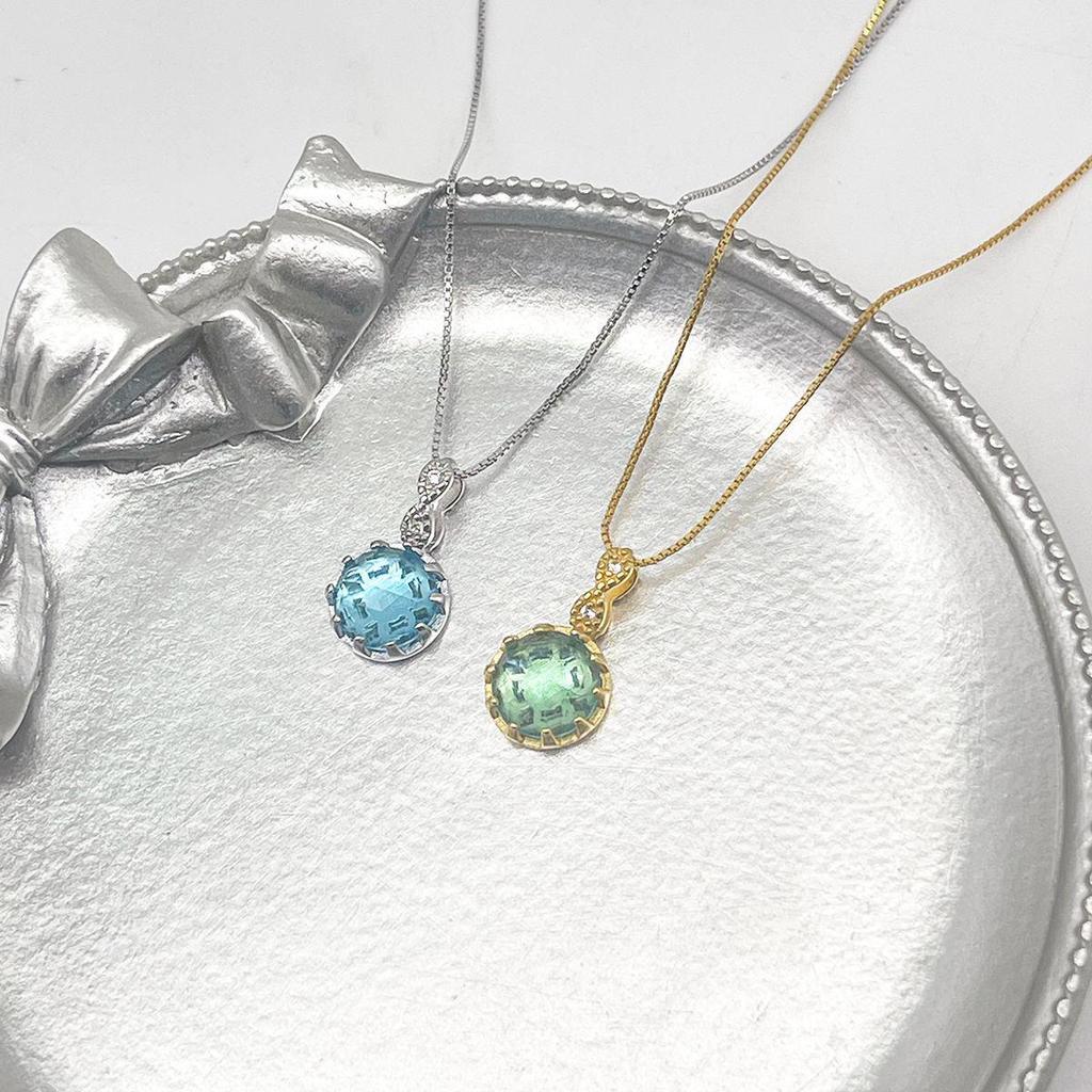 Женское колье из стерлингового серебра 925 пробы: Элегантная подвеска из небесно-голубого кристалла на универсальной ключичной цепочке