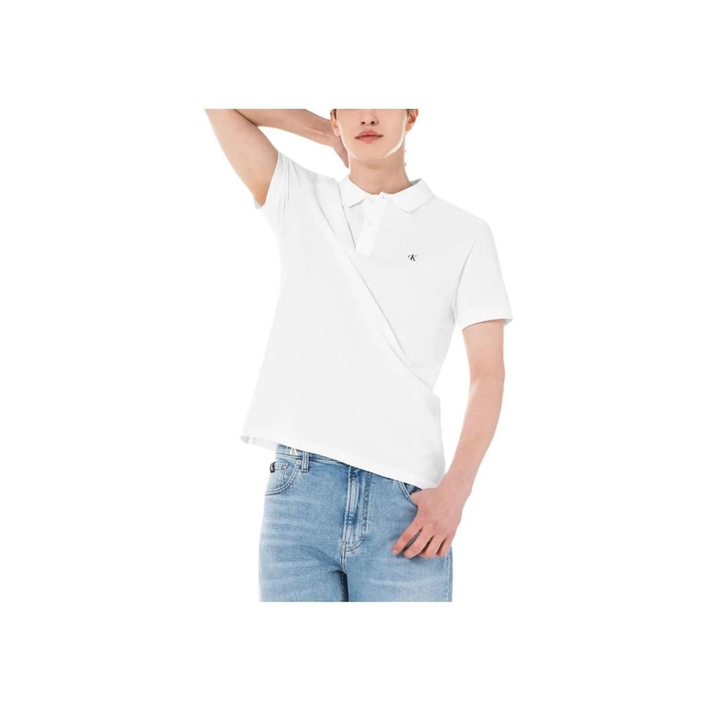 Calvin Klein Повседневная дышащая рубашка поло с коротким рукавом и вышитыми буквами, мужские рубашки поло белого цвета J320771YAF