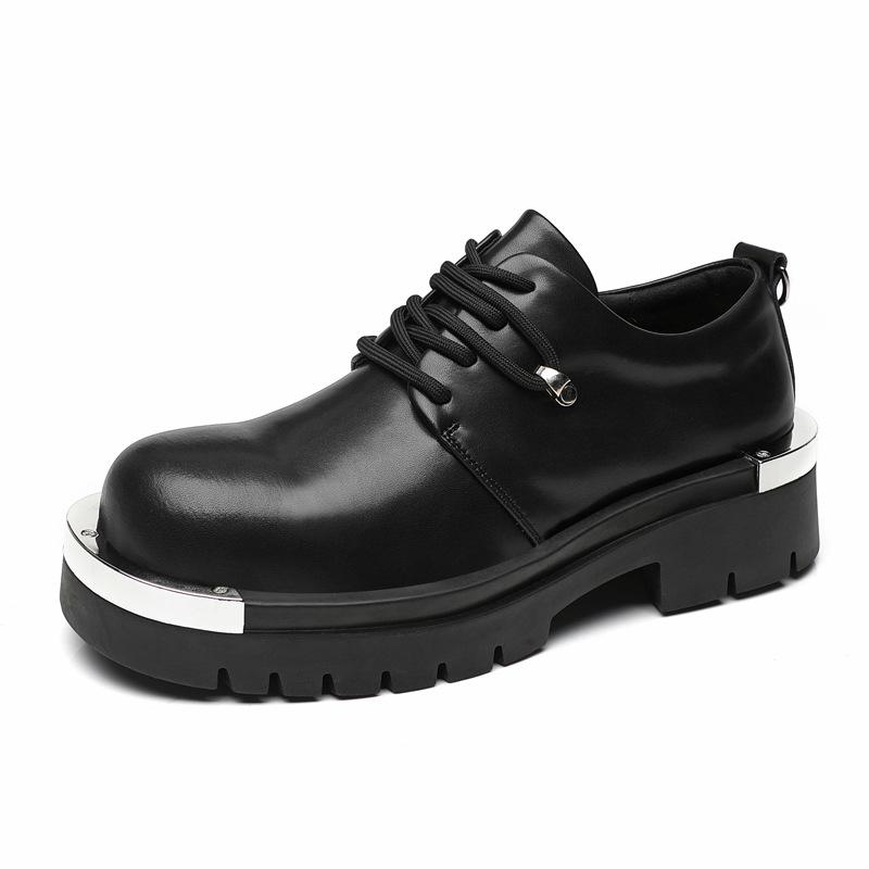 Fashion 2025 Autumn Casual Business Leather Shoes for Men Height-increasing Big Head Derby Men's Shoes Fashion Black Platform Shoe Man