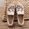 Fashion Woman Linen Canvas Shoes Retro Bohemian Slip-On Flat Comfortable Loafers Ladies Casual Embroidered Hemp Sole Sneakers