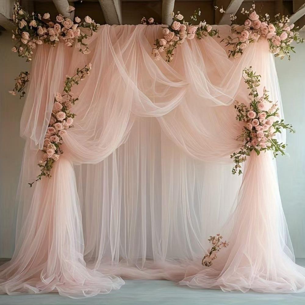 White Pink Wedding Tulle Arch Elegant Backdrop Fabric Arch Draping Fabric  Birthday Party