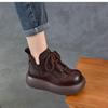 Stylish Handmade Leather Retro Women's Thick-Soled Ankle Boots - Lace-Up Round-Toe Martin Boots for Autumn and Winter.